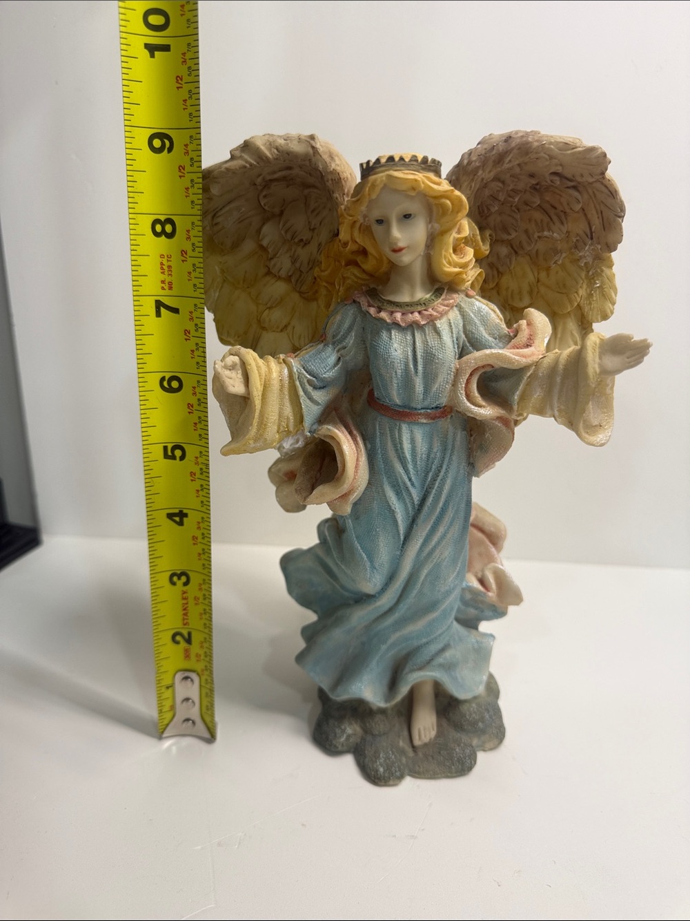 Decorative Angel Figurine in Blue and Cream - Home Art - Picture 6 of 7